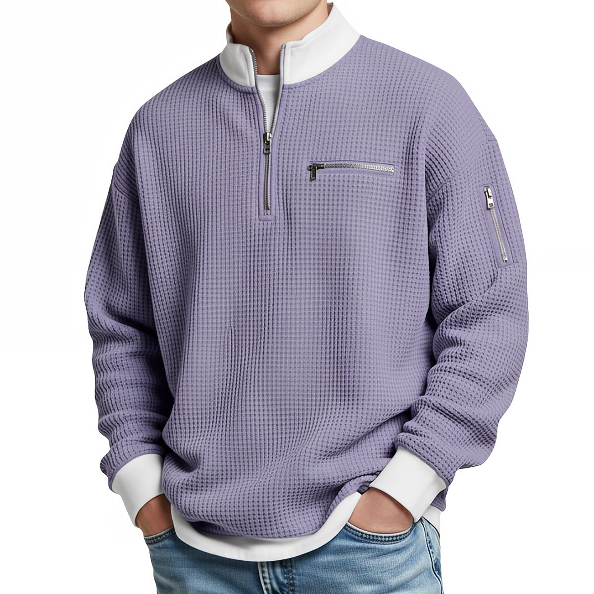 Herren-Waffelstrickpullover