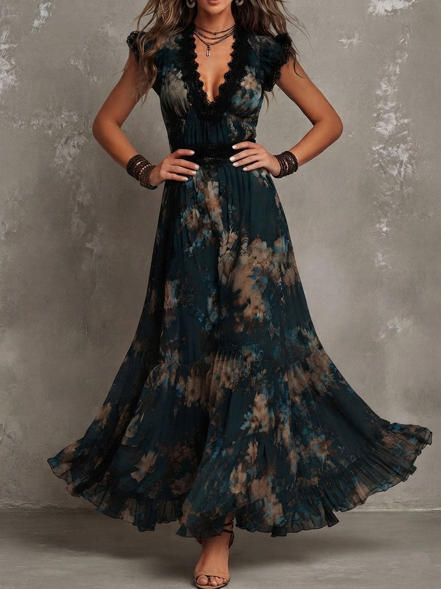 Wendy | Elegantes Maxikleid mit Blumenmuster
