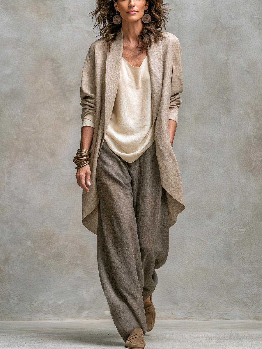 Bobbi | Stilvolles dreiteiliges Set mit weitem Bein