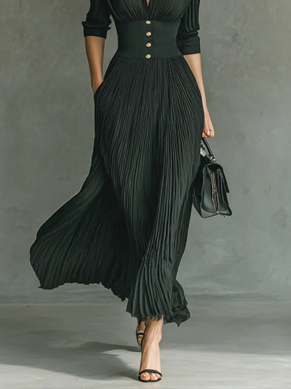 Elvire | Plisseekleid mit Reverskragen