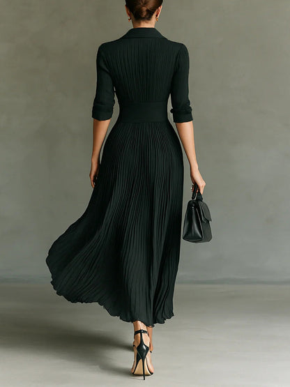 Elvire | Plisseekleid mit Reverskragen