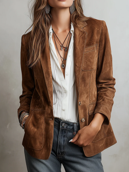 Marcelle | Eleganter brauner Vintage-Blazer