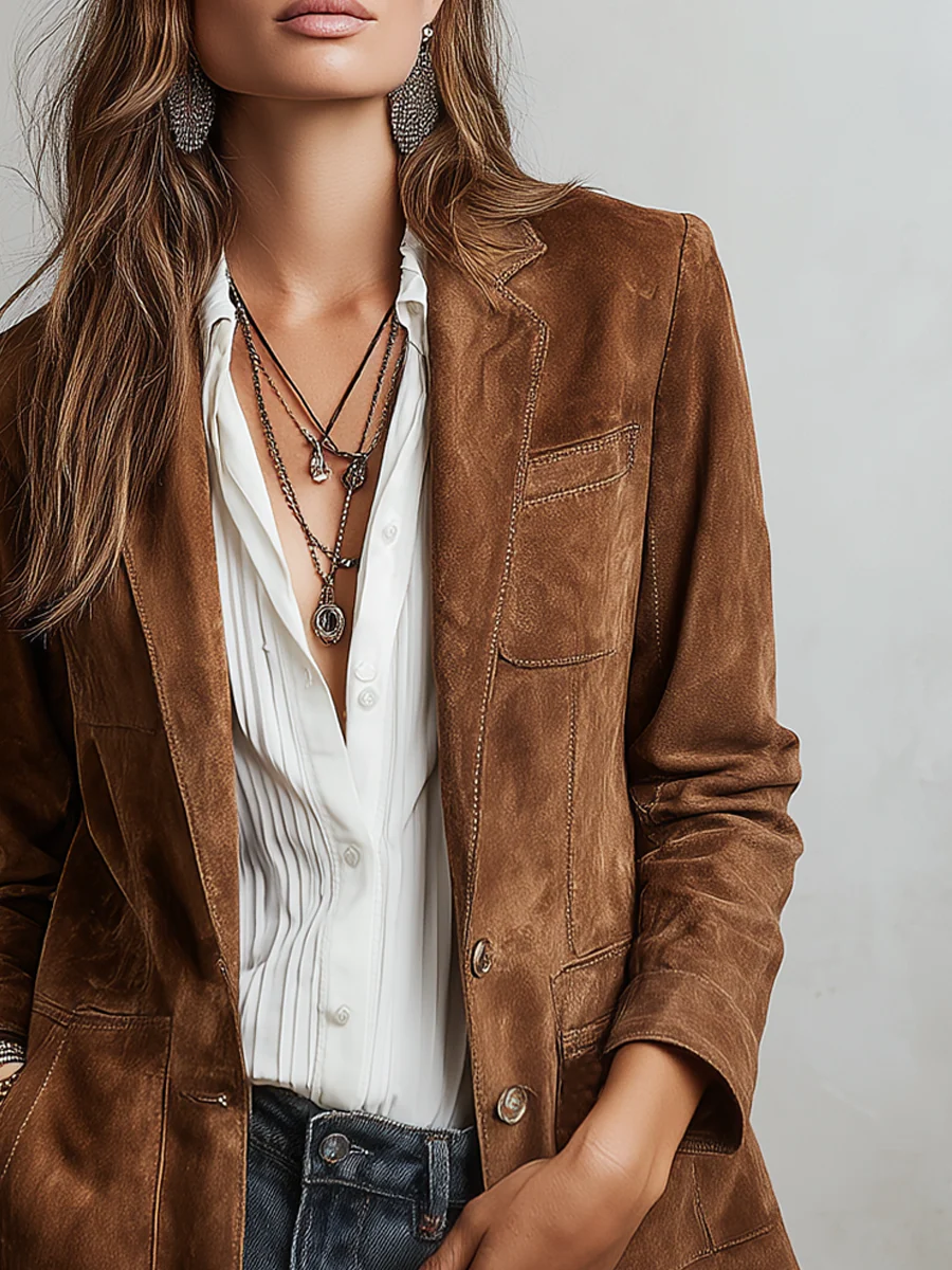 Marcelle | Eleganter brauner Vintage-Blazer