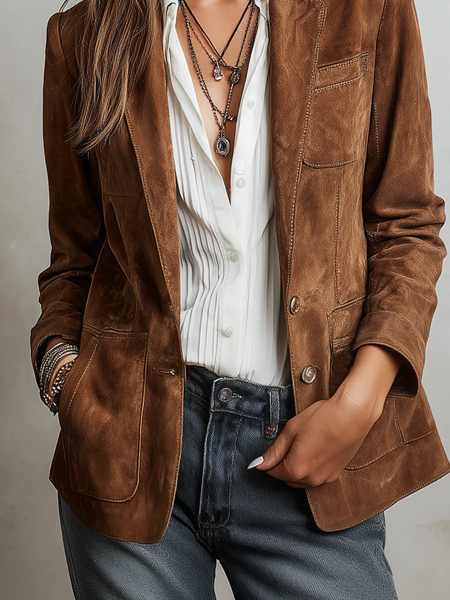 Marcelle | Eleganter brauner Vintage-Blazer