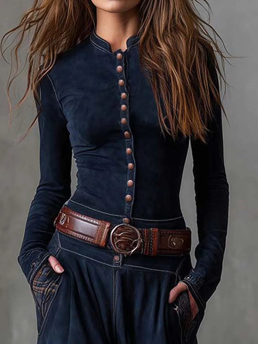 Elegantes Wildleder-Maxikleid mit Gürtel