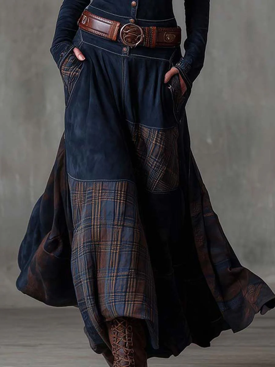 Elegantes Wildleder-Maxikleid mit Gürtel