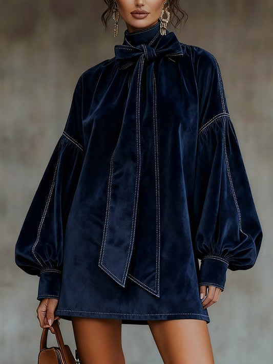 Tiphaine | Elegantes Samt-Minikleid mit Schleife