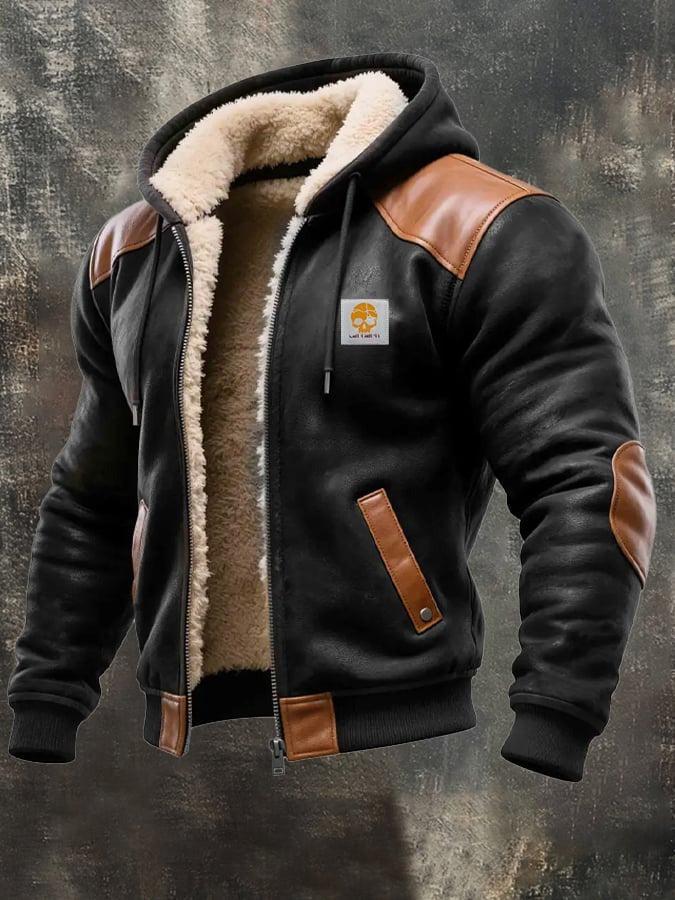 Winterblouson mit Lederdetails
