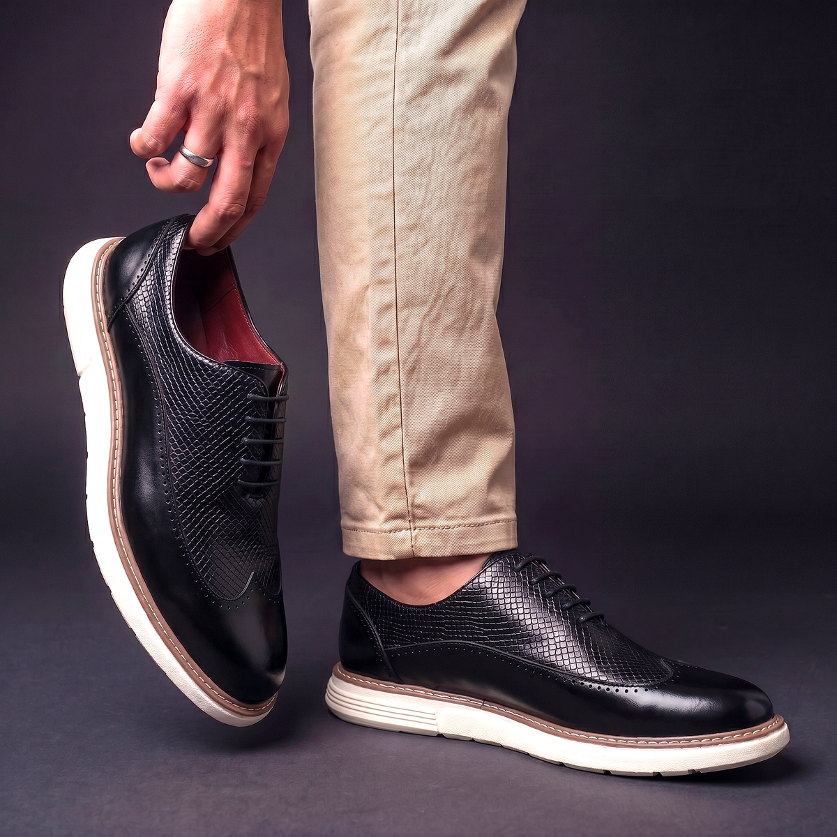 Adelmann | Brogue-Schuhe mit Krokodilprägung