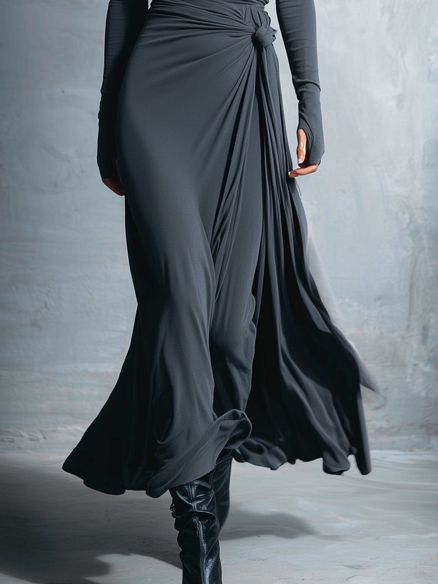 Naomie | Seiden-Maxikleid mit Knoten
