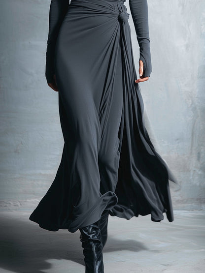 Naomie | Seiden-Maxikleid mit Knoten