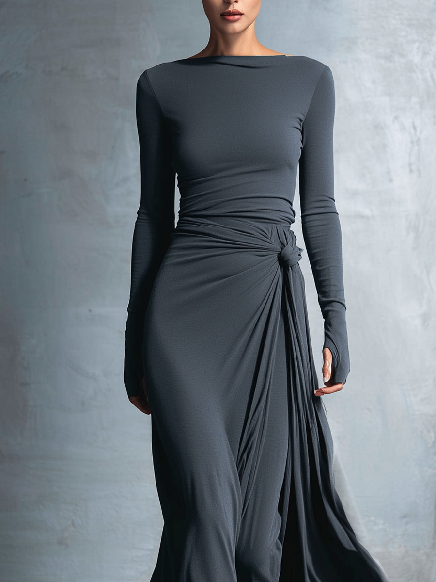 Naomie | Seiden-Maxikleid mit Knoten