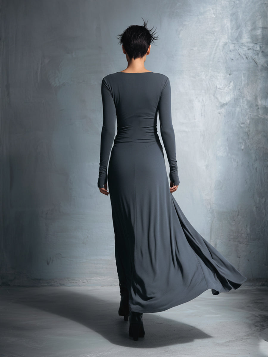 Naomie | Seiden-Maxikleid mit Knoten