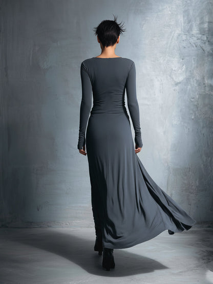Naomie | Seiden-Maxikleid mit Knoten