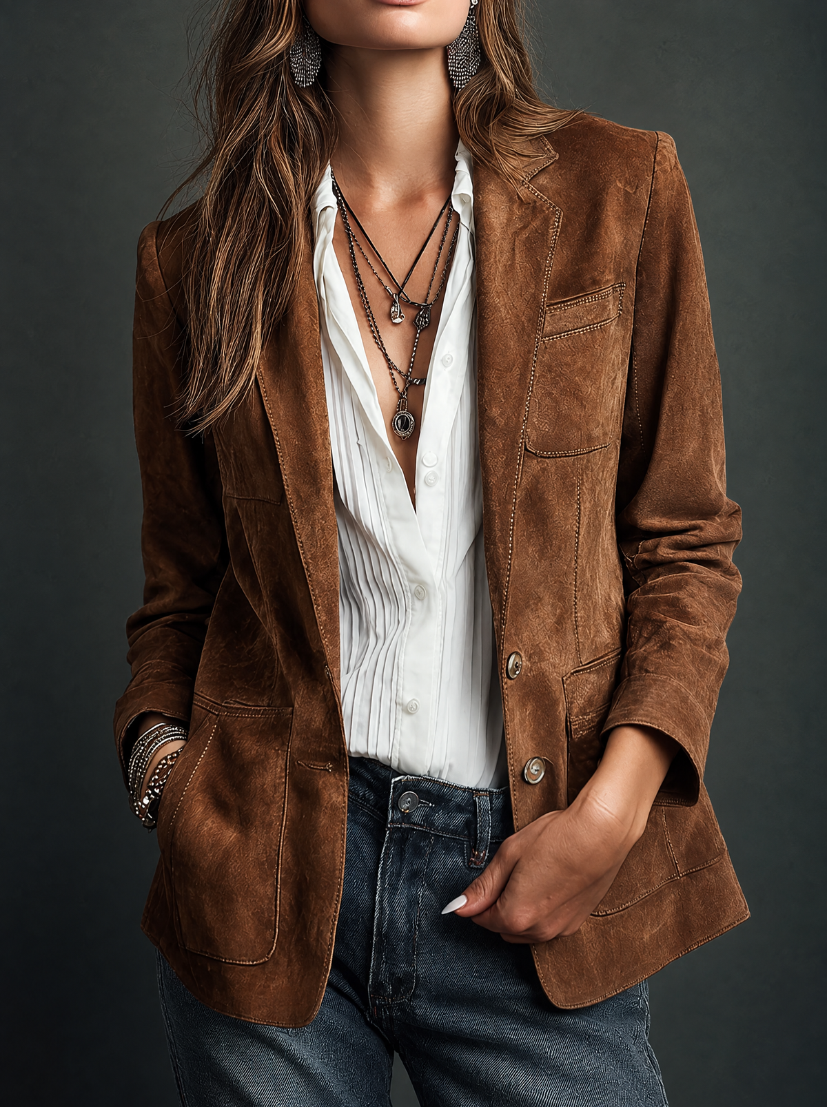 Marcelle | Eleganter brauner Vintage-Blazer