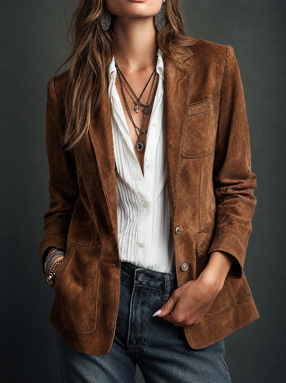 Marcelle | Eleganter brauner Vintage-Blazer