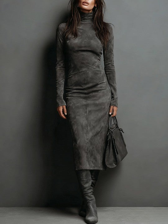 Lorène | Elegantes langes Midikleid in Braun