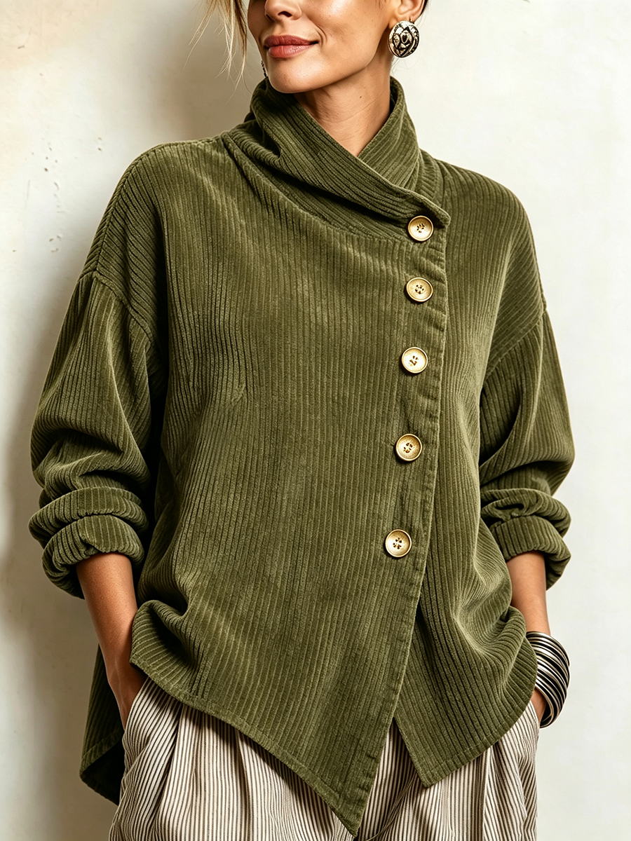 Capucine | Eleganter Cordpullover mit Stehkragen