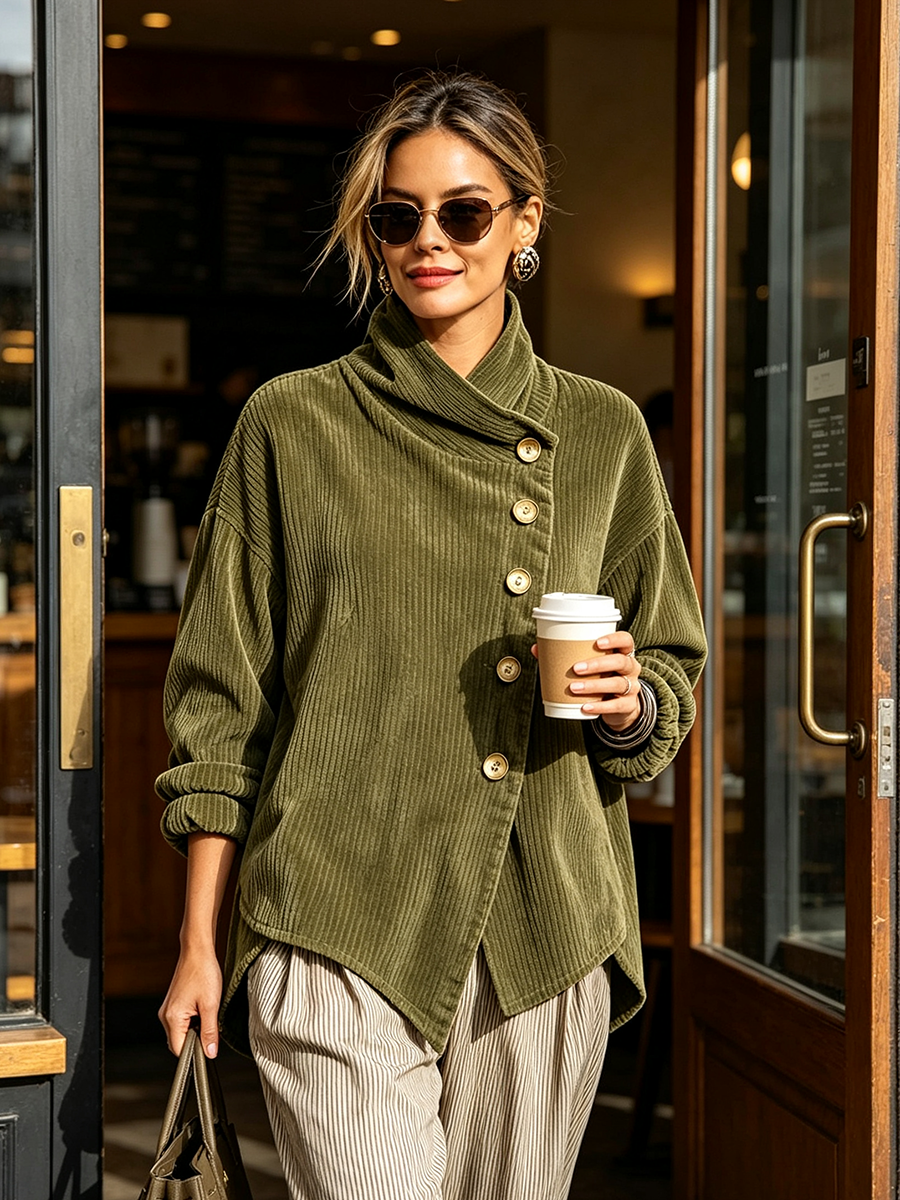 Capucine | Eleganter Cordpullover mit Stehkragen