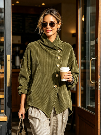 Capucine | Eleganter Cordpullover mit Stehkragen