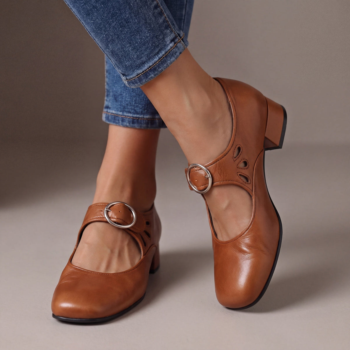 Véronique – Leder-Mary-Janes mit Absatz