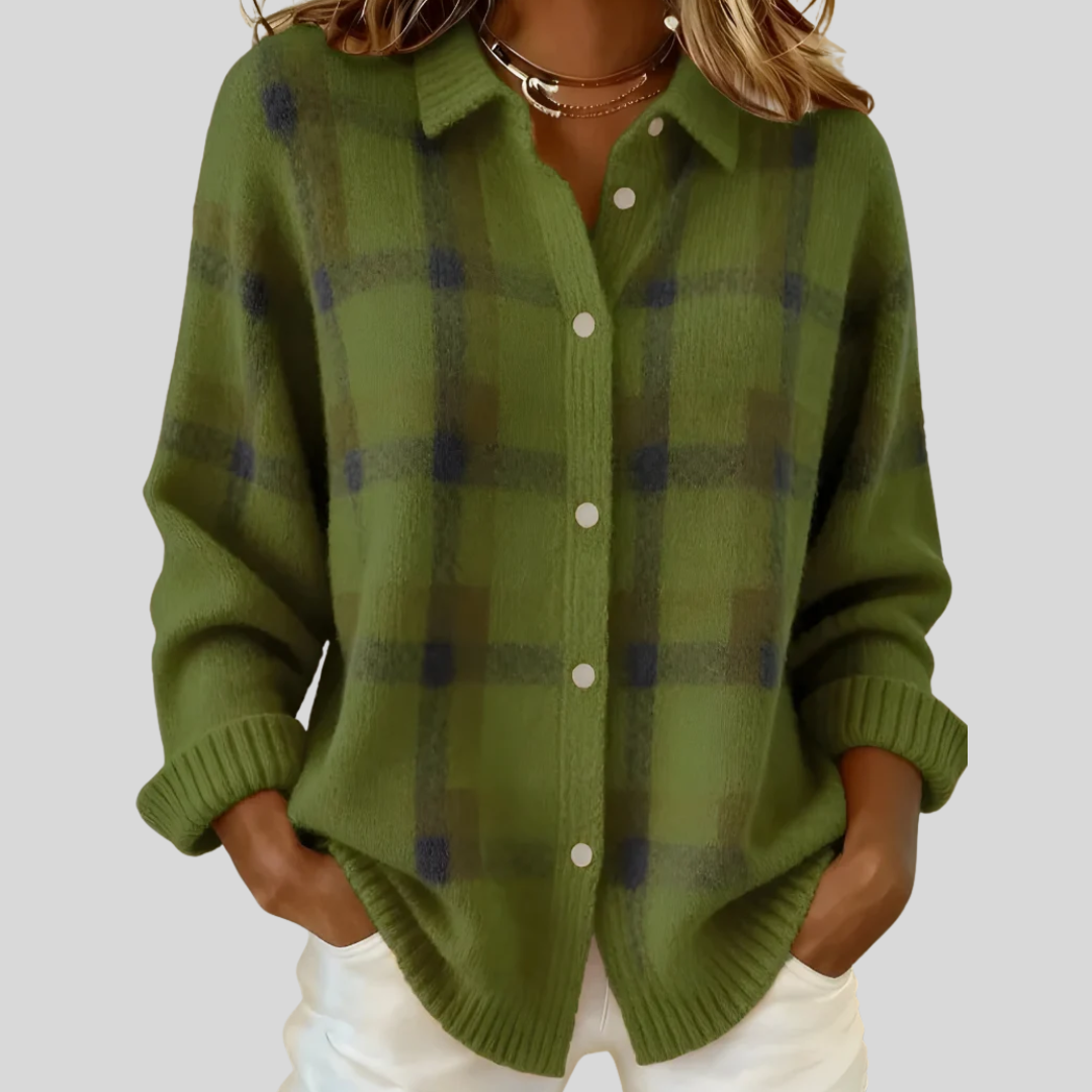 Anne | Karierte Strickjacke