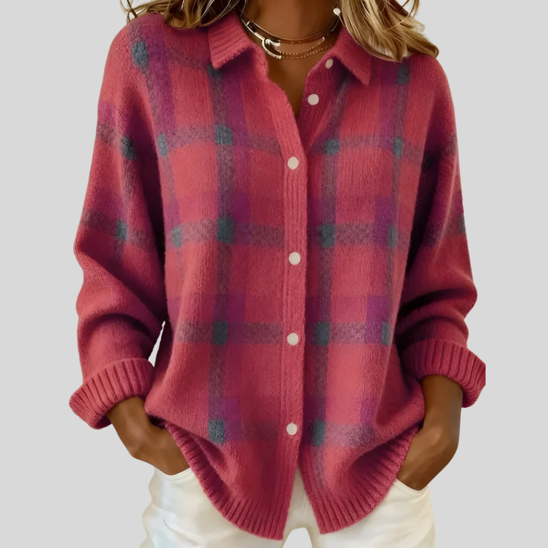 Anne | Karierte Strickjacke