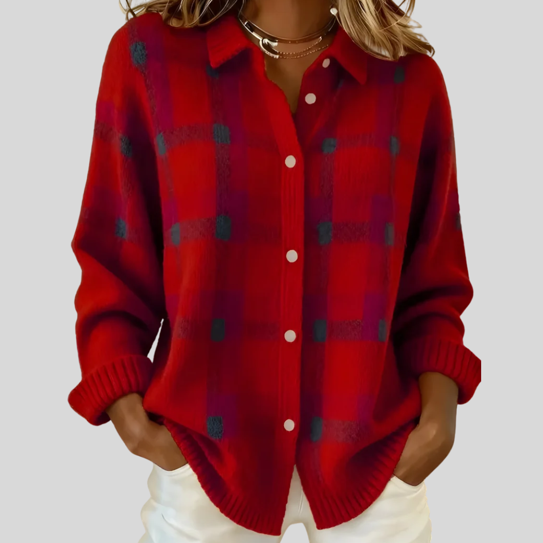 Anne | Karierte Strickjacke