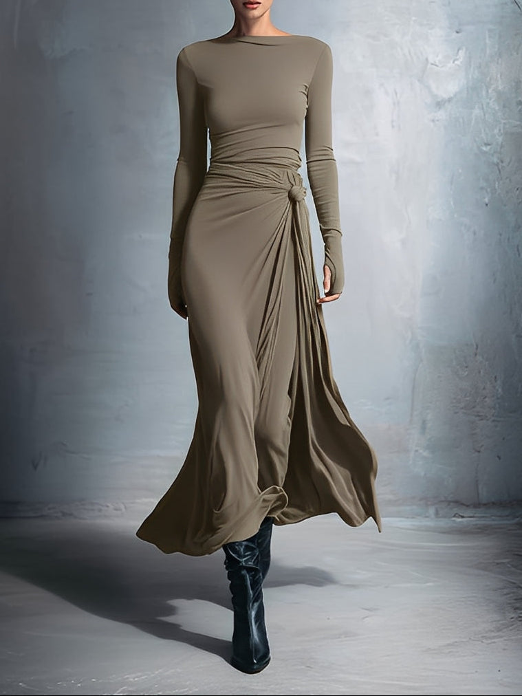 Naomie | Seiden-Maxikleid mit Knoten